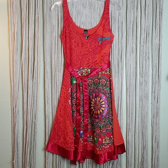 Desigual Dresses & Skirts - Fabulous Desigual Orange Embellished A-Line Dress Worn less than 10x MED🧡❤️